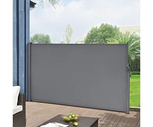 pro.tec Paravento Estraibile 160x300 cm Frangivento in Tessuto per Patio Giardino Schermo Solare Verticale Barriera Privacy - Grigio Medio