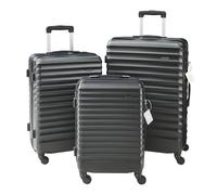 pro.tec Set di 3 Valigie Rigide di Diverse Misure S/M/L con Manico Telescopico Set Trolley a 4 Ruote con Chiusura TSA e Bilancia Pesa-Bagagli 40/70/100 L - Nero