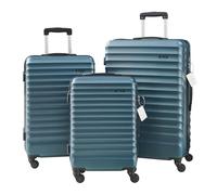 pro.tec Set di 3 Valigie Rigide di Diverse Misure S/M/L con Manico Telescopico Set Trolley a 4 Ruote con Chiusura TSA e Bilancia Pesa-Bagagli 40/70/100 L - Blu