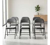pro.tec Set di 6 Sedie da Conferenza con Telaio Pieghevole in Metallo Sedie da Ufficio Studio Pranzo Visitatore con Schienale e Seduta Imbottiti in Similpelle 80 x 46 x 50 cm - Grigio