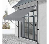 pro.tec Tenda da Sole a Muro con Pali di Supporto Telescopici Installazione Senza Fori Tettuccio Parasole a Manovella e Bracci Tela 250 x 120 cm (LxP) Grigio Medio
