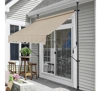 pro.tec Tenda da Sole a Muro con Pali di Supporto Telescopici Installazione Senza Fori Tettuccio Parasole a Manovella e Bracci - 150 x 120 cm (LxP) color Sabbia