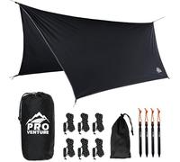 Pro Venture Telo impermeabile per amaca antipioggia, 3,7 x 2,7 m, portatile, grande, copertura in nylon ripstop leggero e di alta qualità, montaggio rapido + accessori, un accessorio essenziale per il