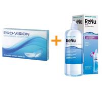 Pro-Vision (6 pezzi) - lenti a contatto mensili monouso in silicone idrogel + ReNu MultiPlus (360 ml)