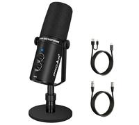 PROAR Microfono dinamico per podcast USB/XLR, kit microfono da studio con controllo del volume, montaggio a shock, filtro pop, ideale per voce, registrazione di strumenti, Voice Over, live streaming