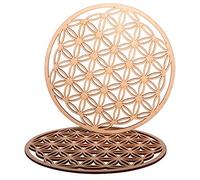 ProArts Fiore della vita - Sottobicchiere in legno, set di 2 pezzi, 10 x 10 cm per purificazione e meditazione, simboli spirituali in legno