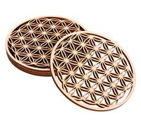 ProArts Fiore della vita - Sottobicchiere in legno, set di 4 pezzi, 10 x 10 cm per purificazione e meditazione, simboli spirituali in legno