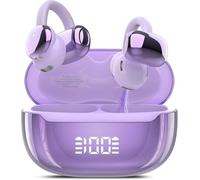 Proaustin Auricolari aperti senza fili con clip Bluetooth 5.4 con cancellazione del rumore DNN, 48 ore di autonomia, bassa latenza, design alla moda, vestibilità sicura, suono chiaro per musica e