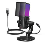 Proaustin Microfono da gioco USB per streaming e chat vocale, microfono a condensatore a 24 bit/96 kHz con disattivazione rapida, monitoraggio a latenza zero, filtro pop, supporto antiurto e luce RGB