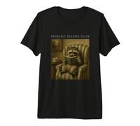 Probabilmente Leggere Trash Divertente Raccoon Book Lover Cozy Reader Maglietta Premium