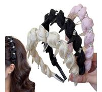 Probabledy Retro High Skull Pearl Headband, Fluffy High Cranial Headband, 1 Second Fluffy High Cranial Effect, Serrated Anti-Slip Teeth for Elegant Daily Wear (F-3PCS)