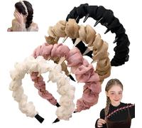 Probabledy Retro High Skull Pearl Headband, Fluffy High Cranial Headband, 1 Second Fluffy High Cranial Effect, Serrated Anti-Slip Teeth for Elegant Daily Wear (G-4PCS)