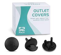 PRObebi Confezione da 52 tappi di sicurezza neri per presa di corrente, prese elettriche a 3 poli a prova di bambino per la casa dei bambini