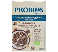 Probios Granola Avena e Nocciole biologica - Senza glutine e granola senza zucchero - Dolcificata con eritritolo - Colazione perfetta - Confezione da 8 x 250 g