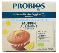 Probios Muffin al limone senza zuccheri aggiunti - Dolci morbidi biologici - Naturalmente senza lattosio e uova - Ideali per la colazione o la merenda dolce - 160g (4x40g)