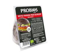 Probios Panini per hamburger Keto - Senza cereali e senza glutine - 75% di carboidrati in meno rispetto ai panini tradizionali - Ricchi di fibre - Morbidi e saporiti per hamburger - 160g (2x80g)