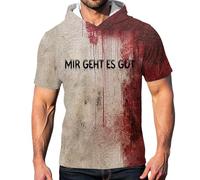 Problem Gelöst - Maglietta a maniche corte, da uomo, con cappuccio, Bloody Deguisement Halloween da uomo, sanguinante, alto sangue e maglietta a forma di Blood Tshirt che fa paura, maglietta horror