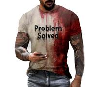 Problem Solved Shirt Uomo Maglietta Di Halloween Con Scollo Rotondo Larga Leggera T Shirt Con Stampa Spaventosa Maniche Corte Tshirt Schizzi Di Sangue Top Festival a Tema Sanguinoso Abbigliamento