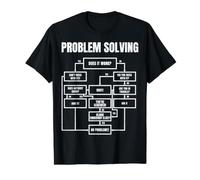 Problem Solving Flowchart Funny Office Humor for Engineers Maglietta con Stampa Grafica Economica, Uomo, Nero, S