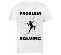 Problem Solving Math Rock Climbing T-Shirt Bianca da Uomo A Manica Corta Regolare