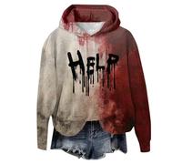 Problema risolto Felpa Halloween da donna con cappuccio per Halloween da donna Bloody Horror Maglione Halloween Blood a maniche lunghe T Shirt Vampire Costume Zombie Halloween Alto Sangue, 02-bianco,
