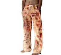 Problemi risolti, pantaloni pigiama da uomo, costume di Halloween con | Morbidi pantaloni pigiama con stampa macchie di sangue, coulisse e tasche per il tempo libero di Halloween.