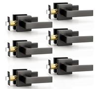 Probrico Maniglie per porta armadio in metallo color canna di fucile, confezione da 6 pezzi con leva quadrata quadrata grigia, reversibili, per lato destro e sinistro