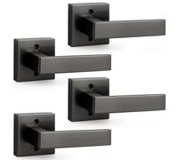 Probrico Mezza maniglia per porta inattiva, quadrata, grigia, non girevole, colore canna di fucile, per porte interne, confezione da 4