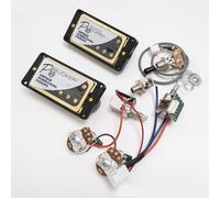 ProBucker Alnico 2 pickup Humbucker per pickup Gibson Les Paul al collo e al ponte, con terminali a connessione rapida a 4 anime, cablaggio 2 V2T, aggiornamento push pull (nero oro)