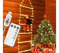 Probuk 0.75 Meter Luci Decorazioni Natale con Babbo Natale, LED Scala Babbo Natale con 75 LED, Luci Natalizie con 8 Modalità, Funzione Timer e Memoria, per Finestra Esterno ed Interno (Colore)