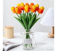 Probuk 10 Tulipani Artificiali Arancioni - Mazzo di Calore, Energia e Gioia, Decorazione Floreale per Tavolo, Ufficio, Matrimonio, Festa & Finestre dell'Hotel
