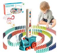 Probuk Domino Train Toy Set per Bambini, 60 PCS Blocchi Domino Blocks Treno Elettrico, Giocattolo Educativo Regalo per Ragazze e Ragazzi dai 3 Anni in su