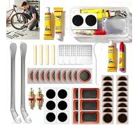 Probuk Kit di riparazione pneumatici per bicicletta, 56/79 pezzi, toppe autoadesive con colla, 2 leve per pneumatici e scatola di stoccaggio, adatto per strada, MTB, ibrida, bici da città e moto