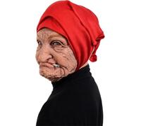 Probuk Maschera in lattice spaventosa per Halloween, costume da nonna, realistico, scioccante, da vecchia signora, per adulti, perfetto per feste in maschera horror, cosplay e casa infestata