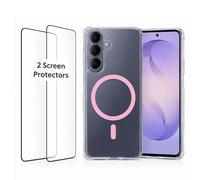 ProBytes Custodia ibrida in gel TPU trasparente + 2 pellicole protettive in vetro 9H per Samsung S26 Plus | Compatibile con Qi/MagSafe | Antiurto di grado militare | Anti-Giallo/antigraffio Bumper