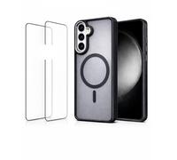 ProBytes Custodia magnetica nera + 2 pellicole proteggi schermo in vetro 9H per Samsung S26 Plus | Compatibile con Qi/MagSafe | Bumper integrale in TPU | retro in policarbonato opaco | bordi rialzati