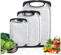 ProBytes Set di taglieri in HDPE effetto pietra, manico in gomma, scanalatura per succo, foro passante, non poroso, durevole, senza BPA, facile da pulire (25 x 15 + 33 x 20 cm, confezione da 2