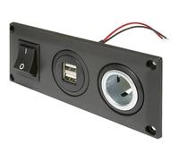 ProCar 67326010 Presa da incasso con presa doppia USB-A commutabile + 1 presa d