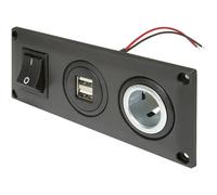 ProCar 67326010 Presa da incasso con presa doppia USB-A commutabile + 1 presa d