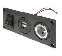 ProCar Presa da incasso con doppia presa USB-A commutabile + 1 presa di corrente di carico elettrica, colore nero