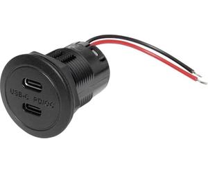 PROCAR Presa doppia USB-C PD/QC EV, senza LED, max 2 x 30 Watt, corrente max. = 3 A, 12 o 24 V/DC