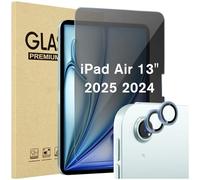ProCase 1 Pezzi Pellicola Privacy iPad Air 13 Pollici M3/M2 2025/2024 + 2 Pezzi Camera Lens Protector Abbinato ai Colori dell'iPad, Vetro Temperato Privacy iPad Air 13” A3268 A2898 A2900-Blu