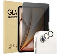 ProCase 1 Pezzi Pellicola Privacy iPad Air 13 Pollici M3/M2 2025/2024 + 2 Pezzi Camera Lens Protector Abbinato ai Colori dell'iPad, Vetro Temperato Privacy iPad Air 13” A3268 A2898 A2900-Luce stellare