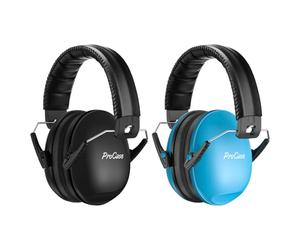 ProCase 2 Cuffie Antirumore per Bambini, Comode Cuffie Pieghevoli e Regolabili, con Attenuazione SNR di 34 dB, Fascia Morbida per Ambienti Rumorosi o Stressanti - Nero Blu