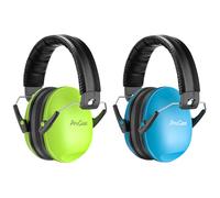 ProCase 2 Pezzi Cuffie Antirumore Bambini, NRR 21 dB Cuffie Comode Pieghevoli Regolabili per Proteggi I Tuoi Bambini dai Rumori Forti Fuoco D'artificio Concerto Aereo Dormire -Verde/Blu