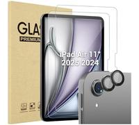 ProCase 2 Pezzi Pellicola per iPad Air 11 pollici 2024 + 2 Pezzi Camera Lens Protector Abbinato ai Colori dell'iPad, Vetro Temperato iPad Air 11” M2 2024 [A2902 A2903 A2904]- Grigio