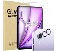 ProCase 2 Pezzi Pellicola per iPad Air 11 pollici 2024 + 2 Pezzi Camera Lens Protector Abbinato ai Colori dell'iPad, Vetro Temperato iPad Air 11” M2 2024 [A2902 A2903 A2904]- Viola