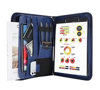 ProCase Cartella Portadocumenti A4, Portablocchi Cartellina Portadocumenti in Pelle con Multi Tasca e Doppia Cerniera per Viaggi Intervista Riunioni Congressi per Documenti Tablet Telefono -Blu