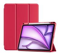 ProCase Cover per iPad Air 11 Pollici M4 2026/M3 2025/M2 2024 | Custodia Smart con Supporto Ricarica Pencil 2, Leggera con Auto Sleep/Wake -Red