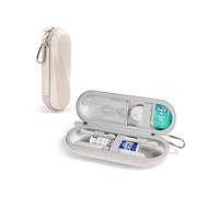 ProCase Custodia da viaggio per spazzolino elettrico Oral-B Pro/iO/Smart & Philips Sonicare, custodia protettiva rigida universale impermeabile con tasca in rete per accessori -L, beige